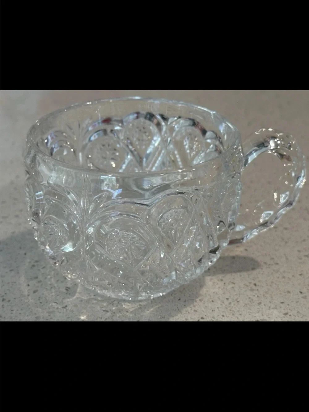 Cut Glass Etched Crystal-Look Pitcher Mug - Clear